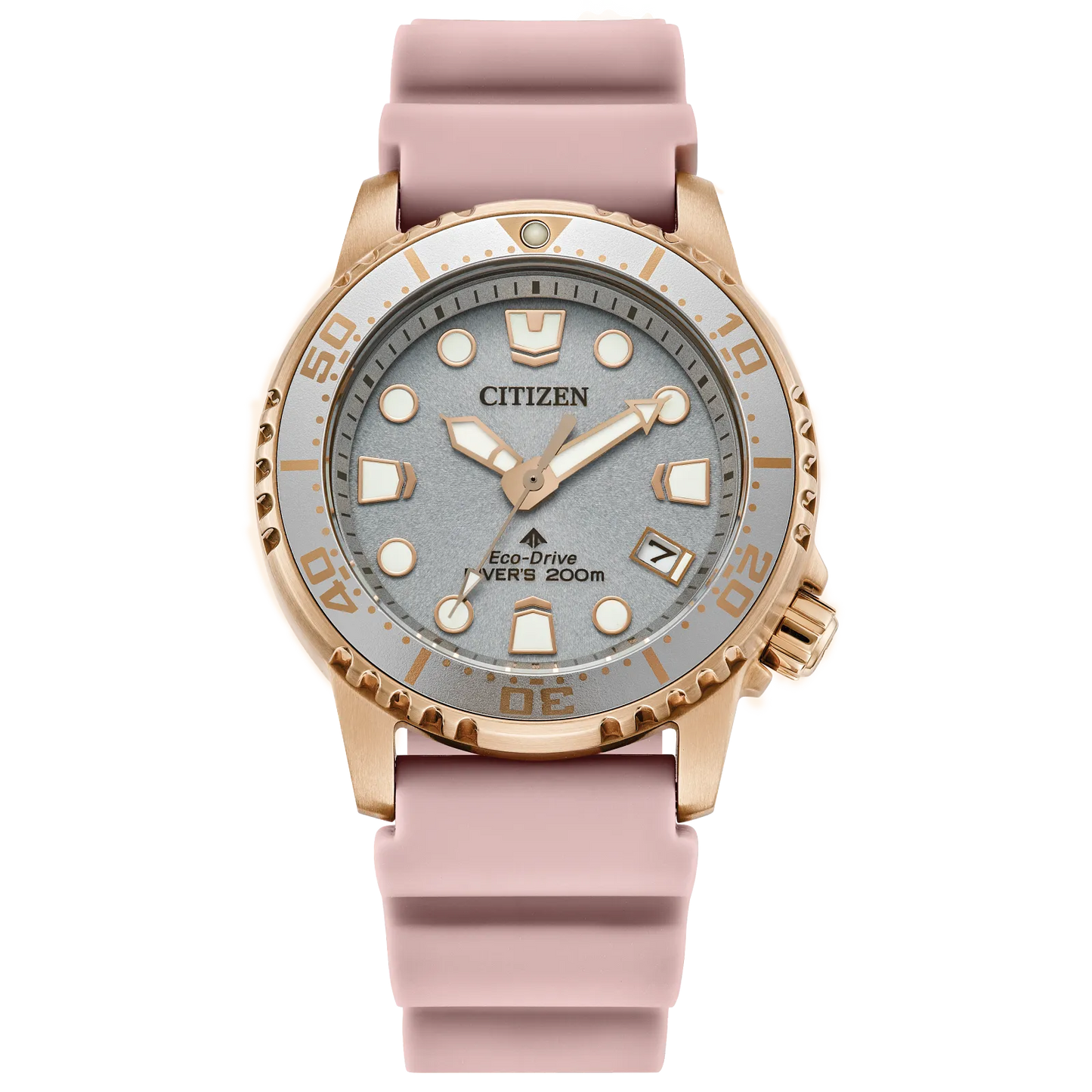 Citizen Promaster Dive Silver Dial  Rose Gold-tone Pink Strap EO2023-00A
