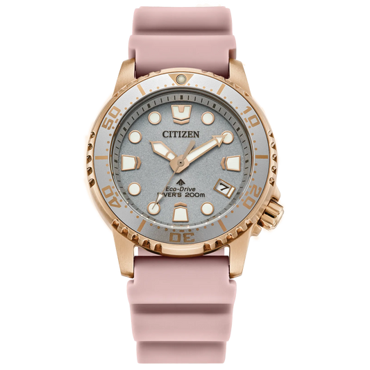 Citizen Promaster Dive Silver Dial  Rose Gold-tone Pink Strap EO2023-00A