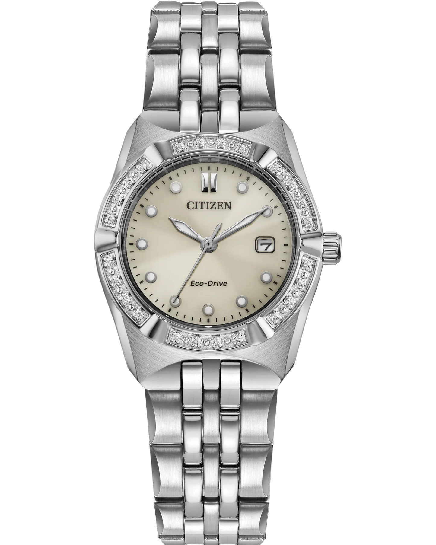 Citizen Corso Diamond 28mm Taupe Dial Stainless Steel Bracelet EW2710-51X