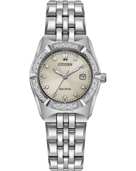 Citizen Corso Diamond 28mm Taupe Dial Stainless Steel Bracelet EW2710-51X