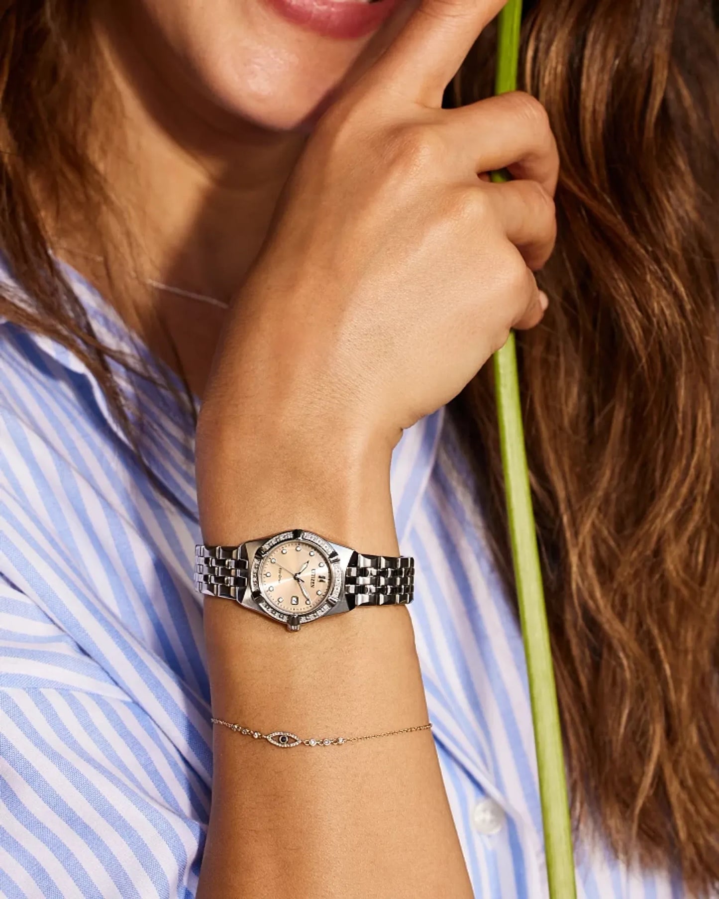 Citizen Corso Diamond 28mm Taupe Dial Stainless Steel Bracelet EW2710-51X