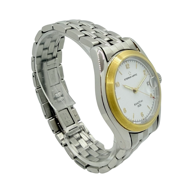 Eterna-Matic KonTiki 1958 18K Gold Bezel Ivory Dial Steel Bracelet 1571.47