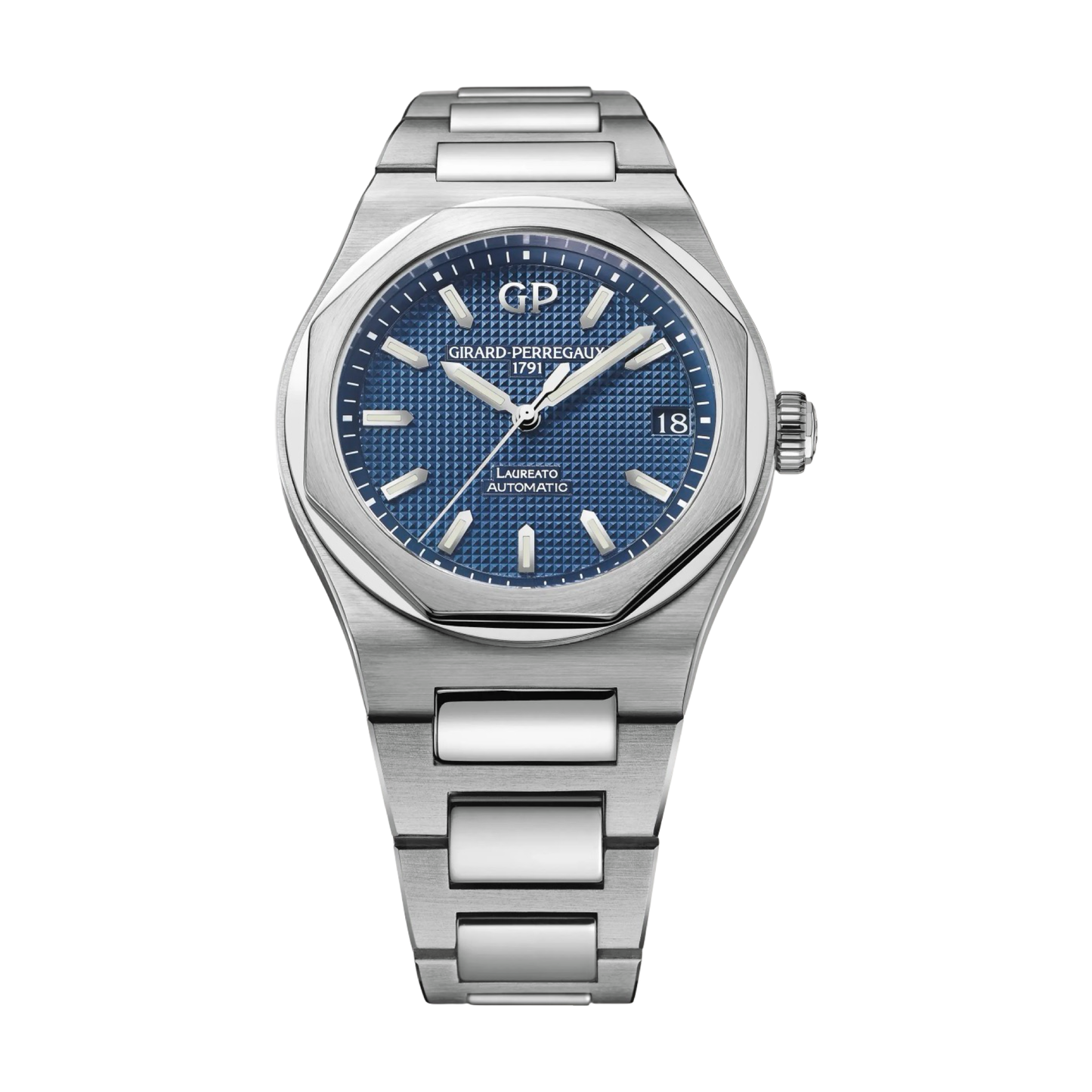 Girard Perregaux Laureato 42 Automatic Blue Clous de Paris Dial Steel Bracelet Ref.81010-11-431-11A