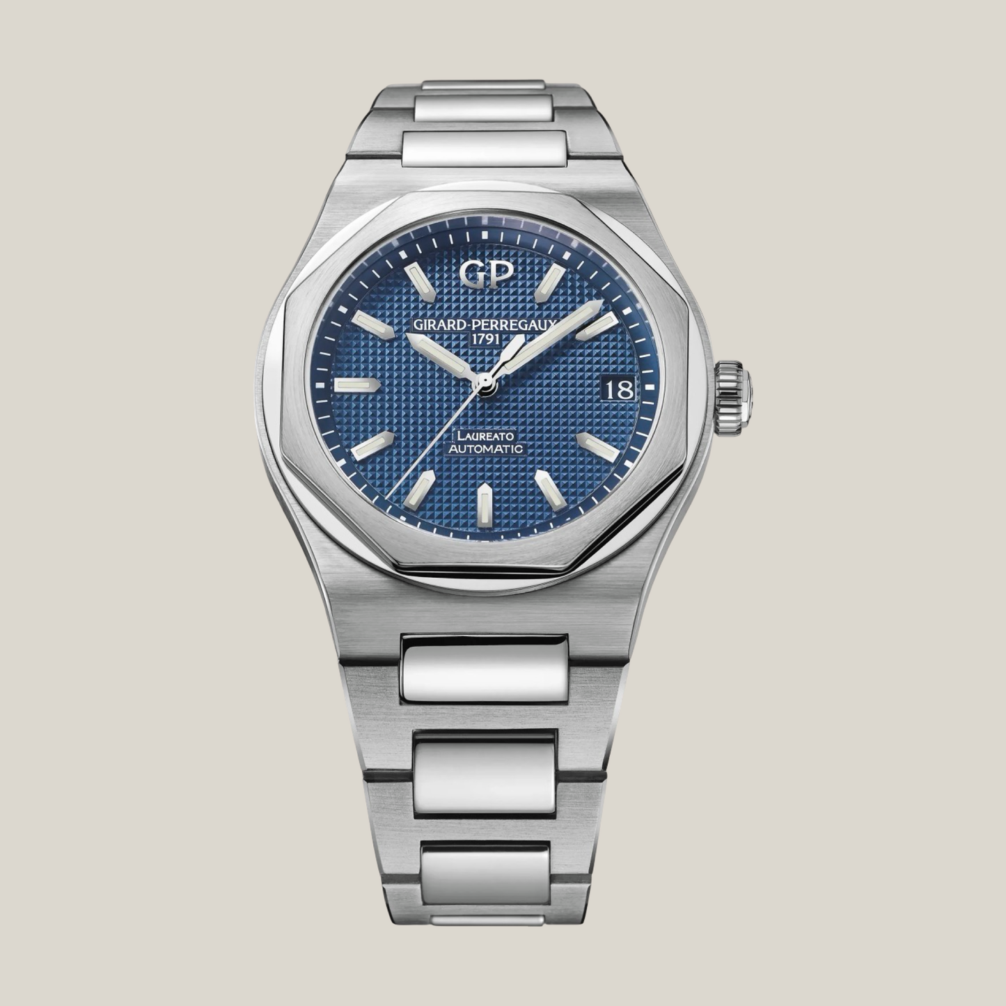 Girard Perregaux Laureato 42 Automatic Blue Clous de Paris Dial Steel Bracelet Ref.81010-11-431-11A