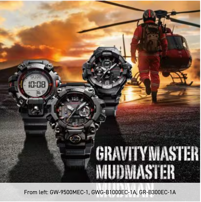 G-SHOCK Master of G Air Gravitymaster Mudmaster Black/Orange Carbon Fiber Resin GRB300EC-1A