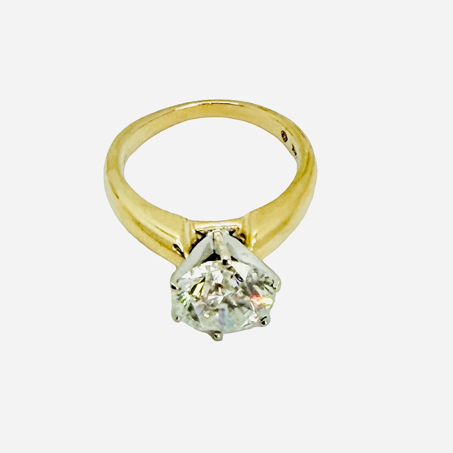 Estate Jewelry 14K Yellow Gold 3.41 Carats Round Brilliant Natural Diamond Solitaire Ring