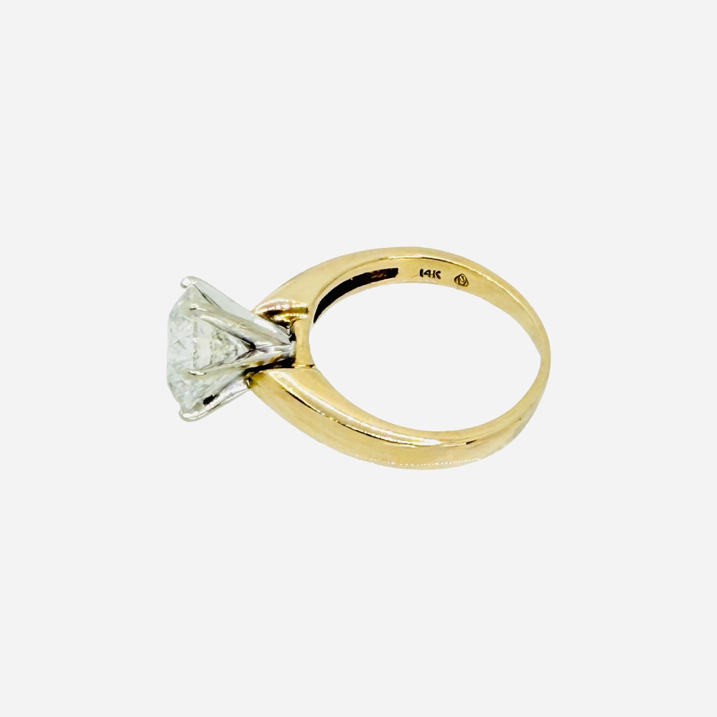 Estate Jewelry 14K Yellow Gold 3.41 Carats Round Brilliant Natural Diamond Solitaire Ring
