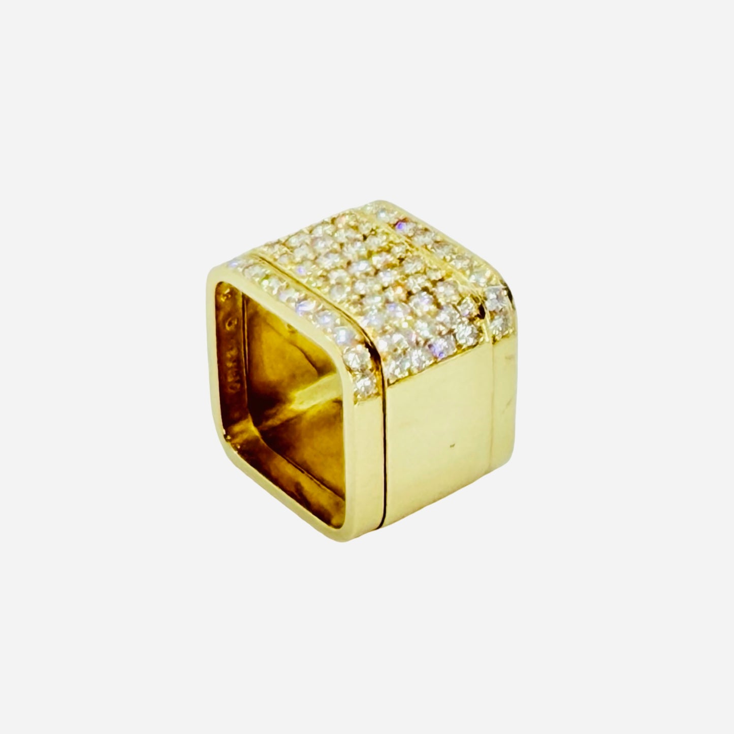 Estate Jewelry 18K Yellow Gold Gabriel Ofiesh Diamond Pavè Square Ring 2.60 Carats