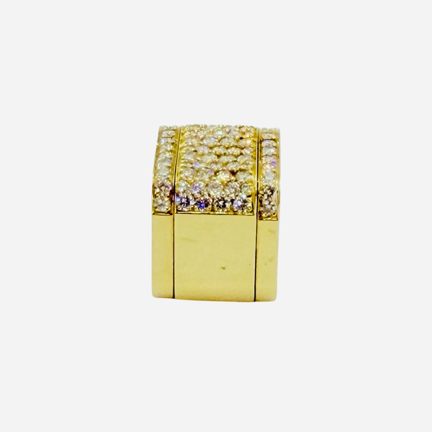 Estate Jewelry 18K Yellow Gold Gabriel Ofiesh Diamond Pavè Square Ring 2.60 Carats