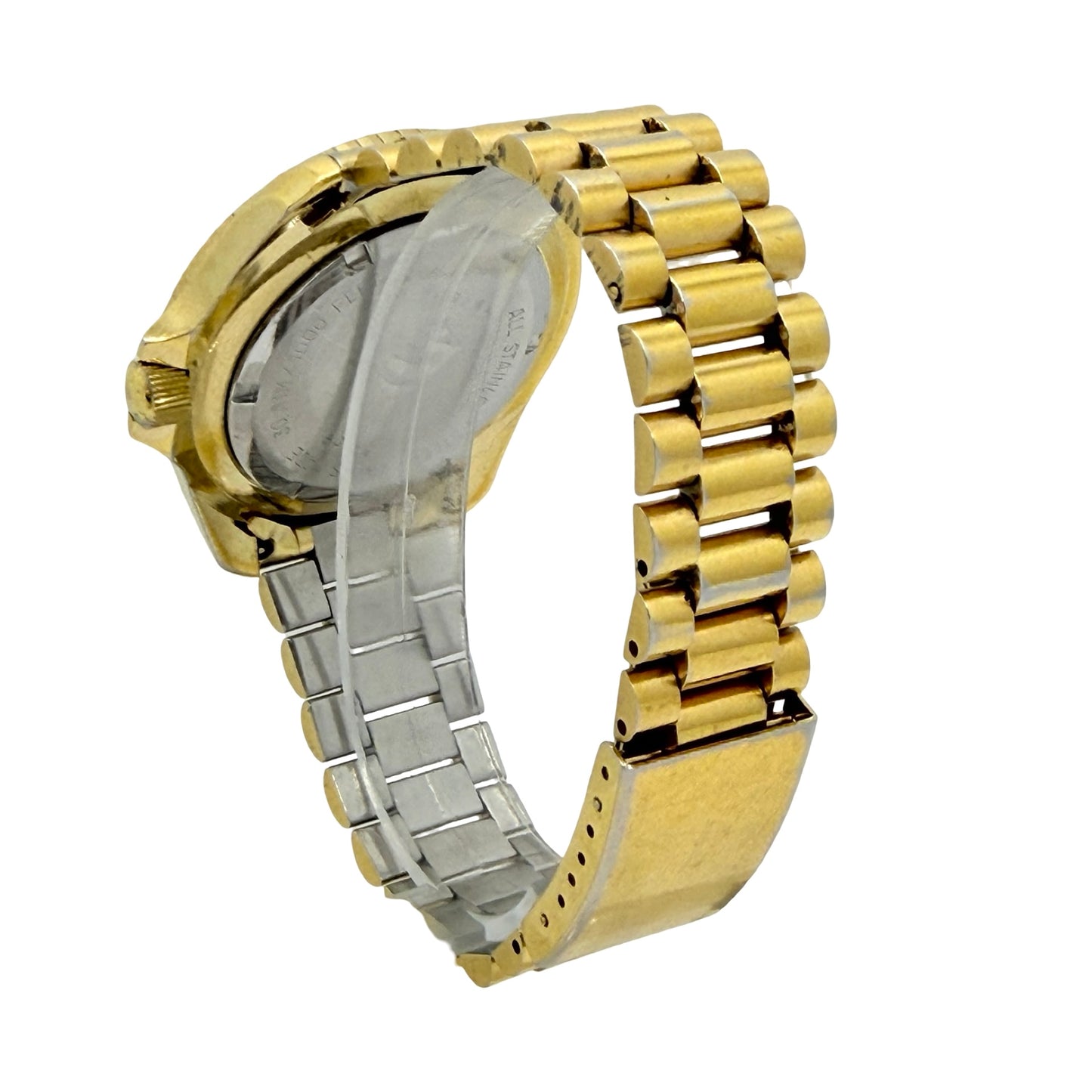 Chronosport Polaris Swiss Quartz Day Date 42mm Gold Tone Case and Bracelet Champagne Dial 3509