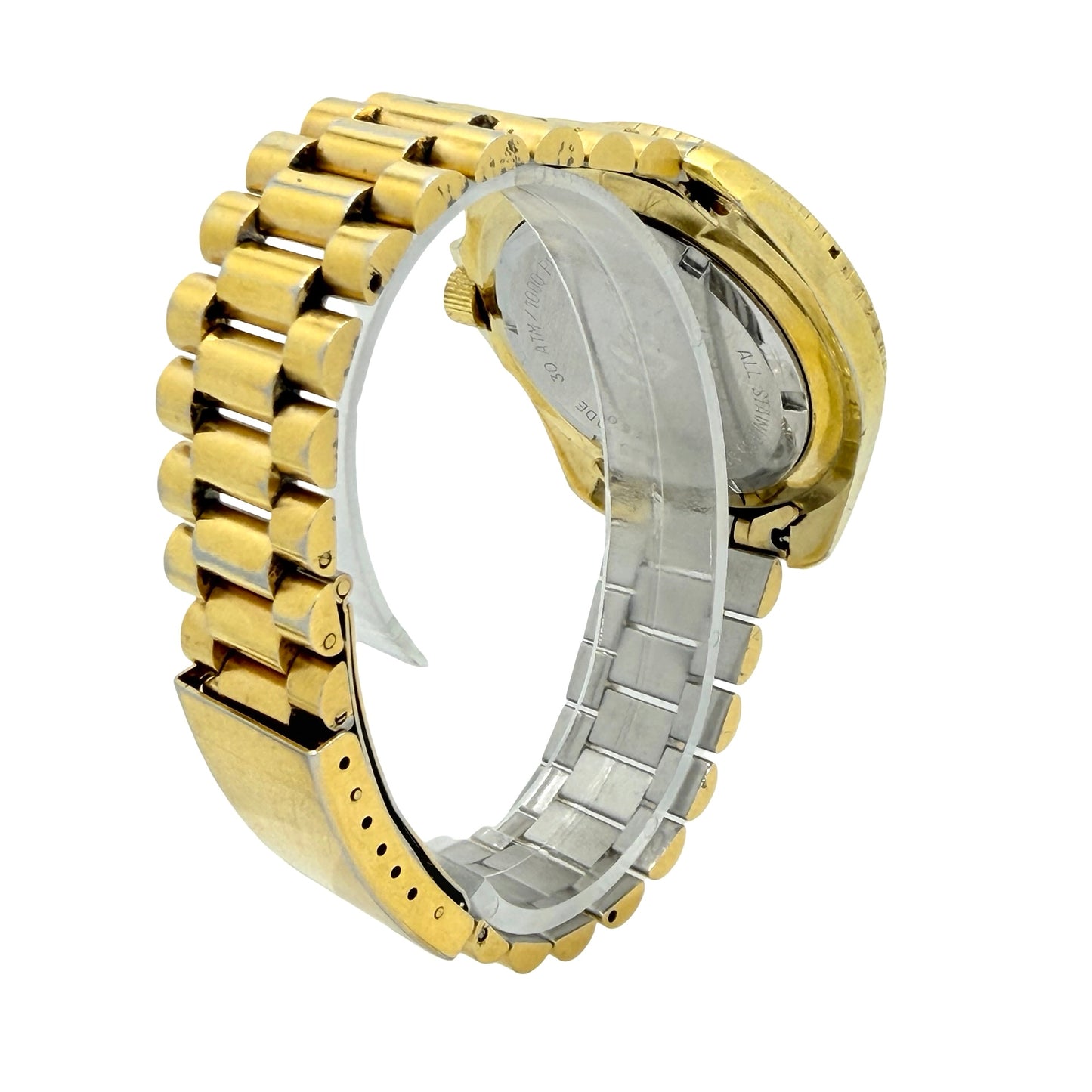 Chronosport Polaris Swiss Quartz Day Date 42mm Gold Tone Case and Bracelet Champagne Dial 3509