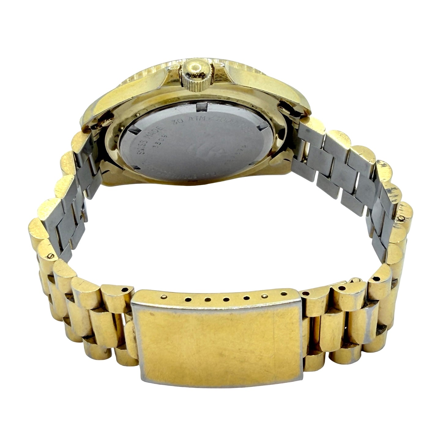Chronosport Polaris Swiss Quartz Day Date 42mm Gold Tone Case and Bracelet Champagne Dial 3509