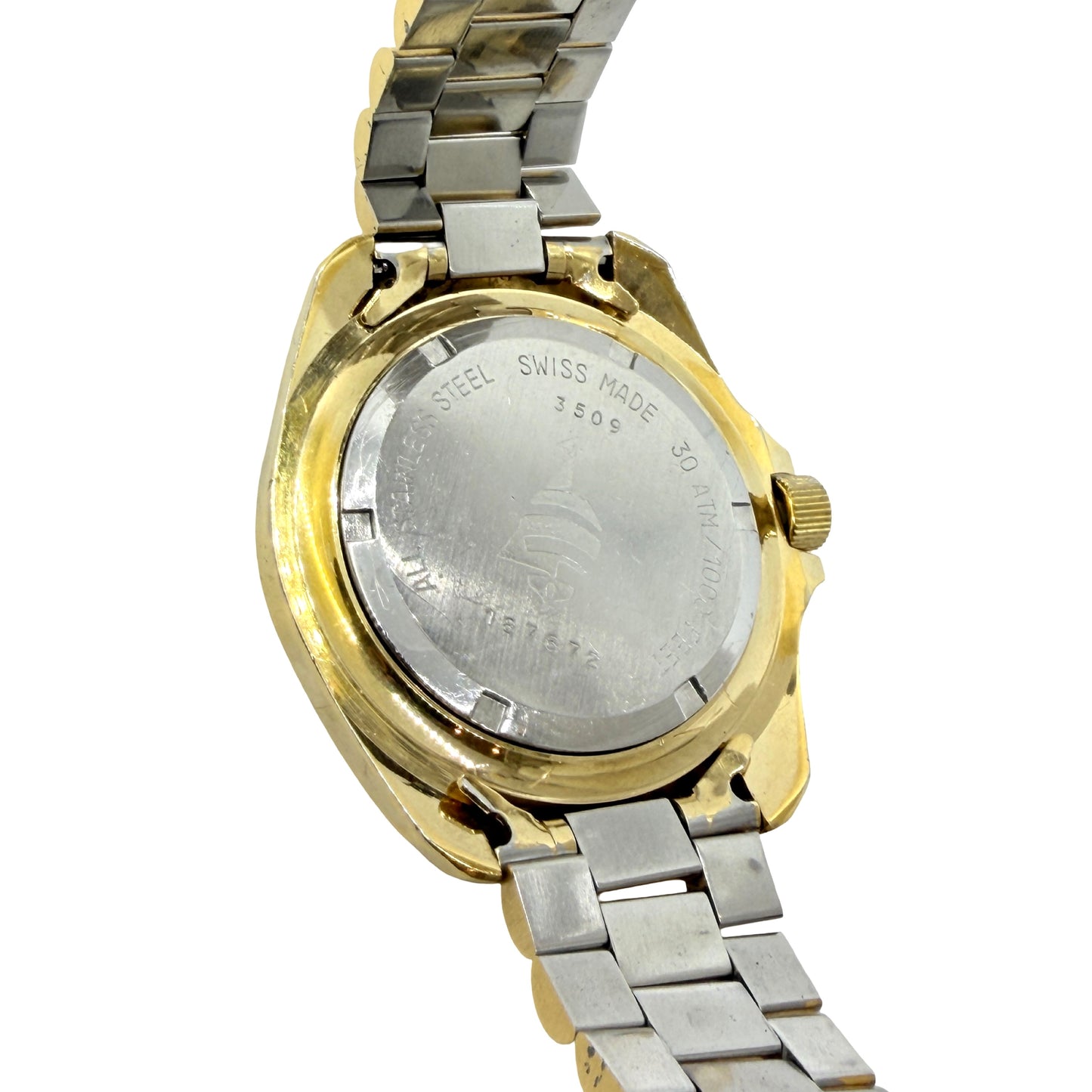 Chronosport Polaris Swiss Quartz Day Date 42mm Gold Tone Case and Bracelet Champagne Dial 3509