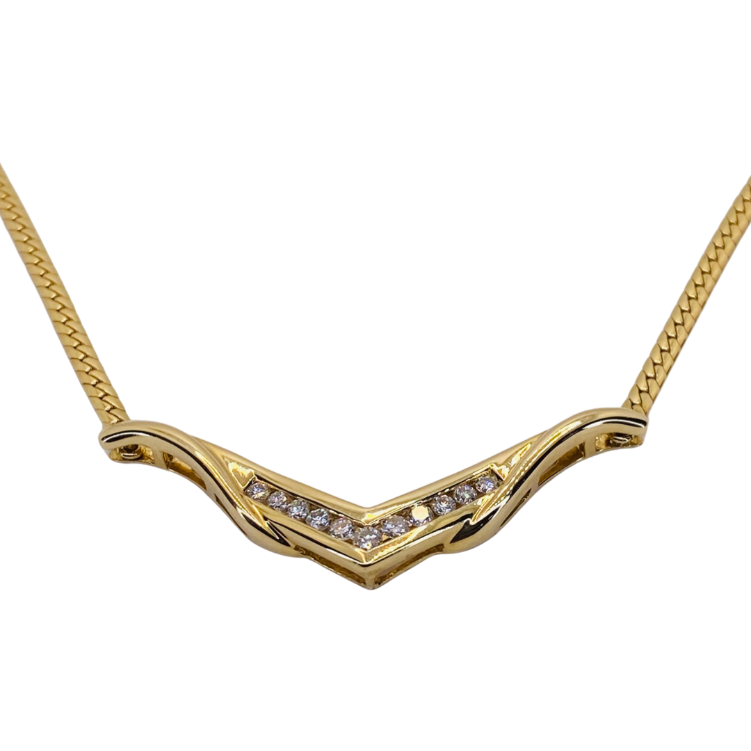 Estate Jewelry 14K Yellow Gold Diamond Necklace