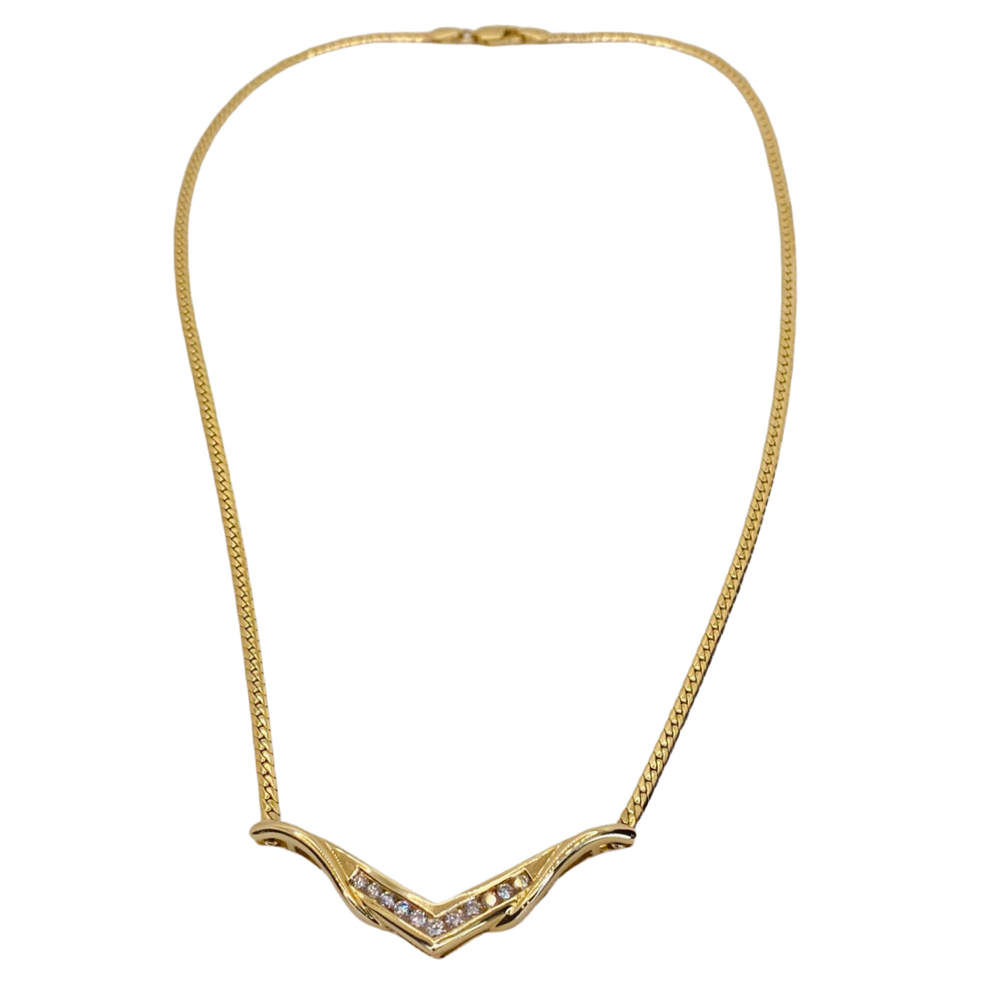 Estate Jewelry 14K Yellow Gold Diamond Necklace