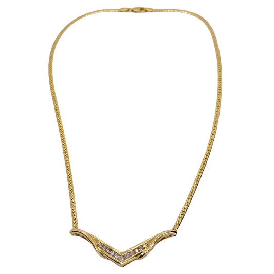 Estate Jewelry 14K Yellow Gold Diamond Necklace
