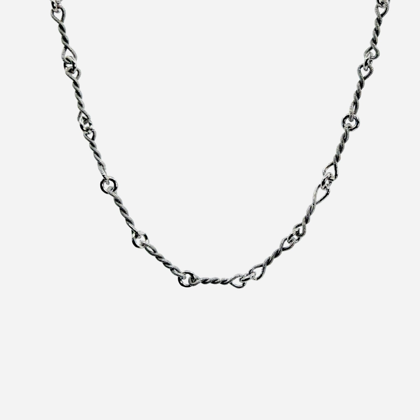 14K White Gold Twisted Link Chain 15.5"
