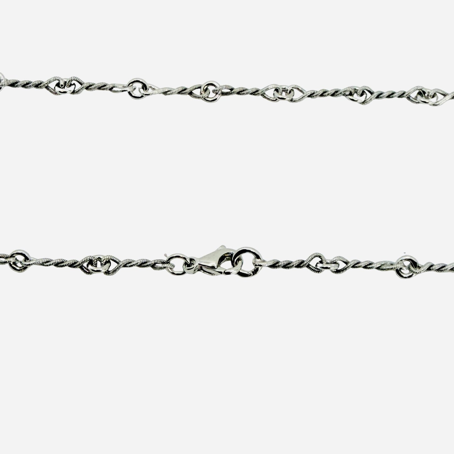 14K White Gold Twisted Link Chain 15.5"