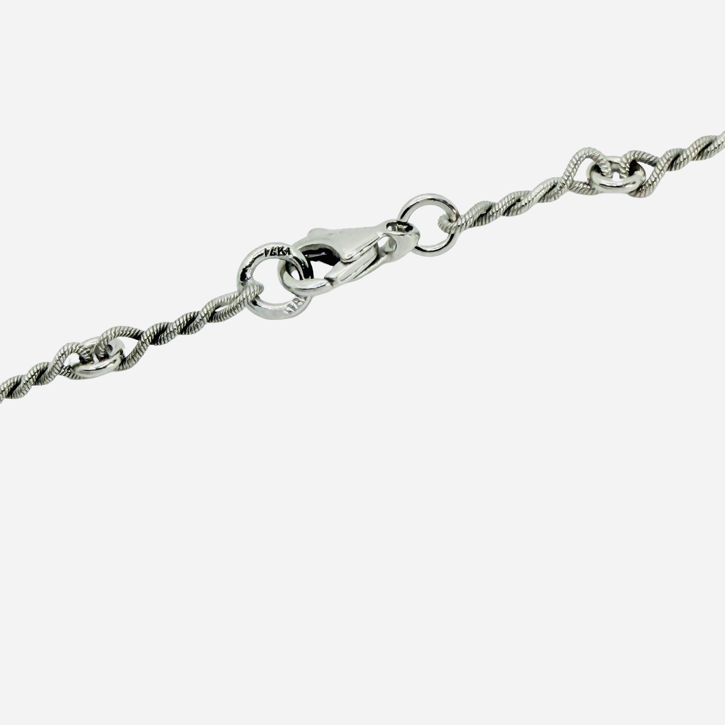 14K White Gold Twisted Link Chain 15.5"
