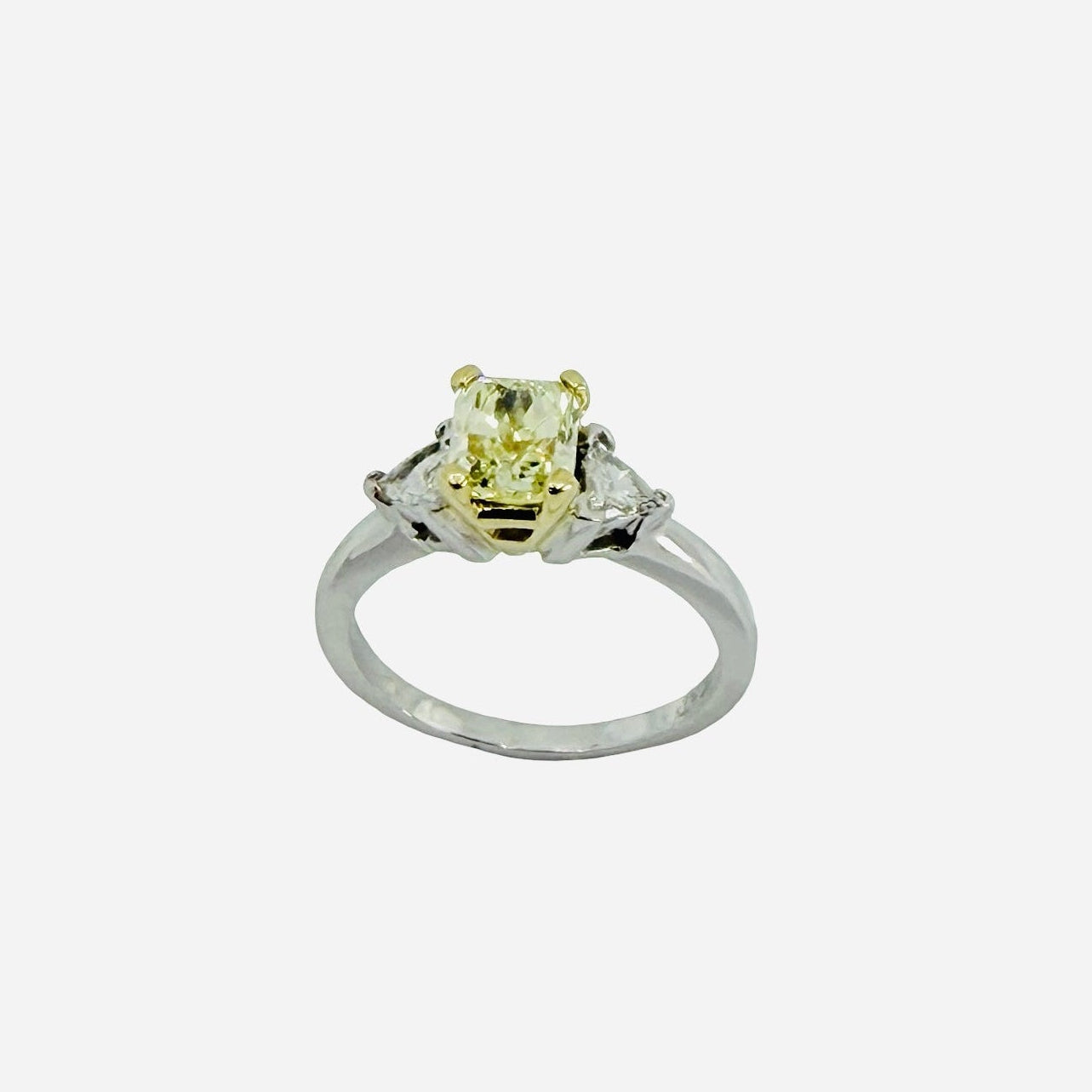 Platinum Fancy Yellow Princess Cut Diamond 1.20 Carats Engagement Ring