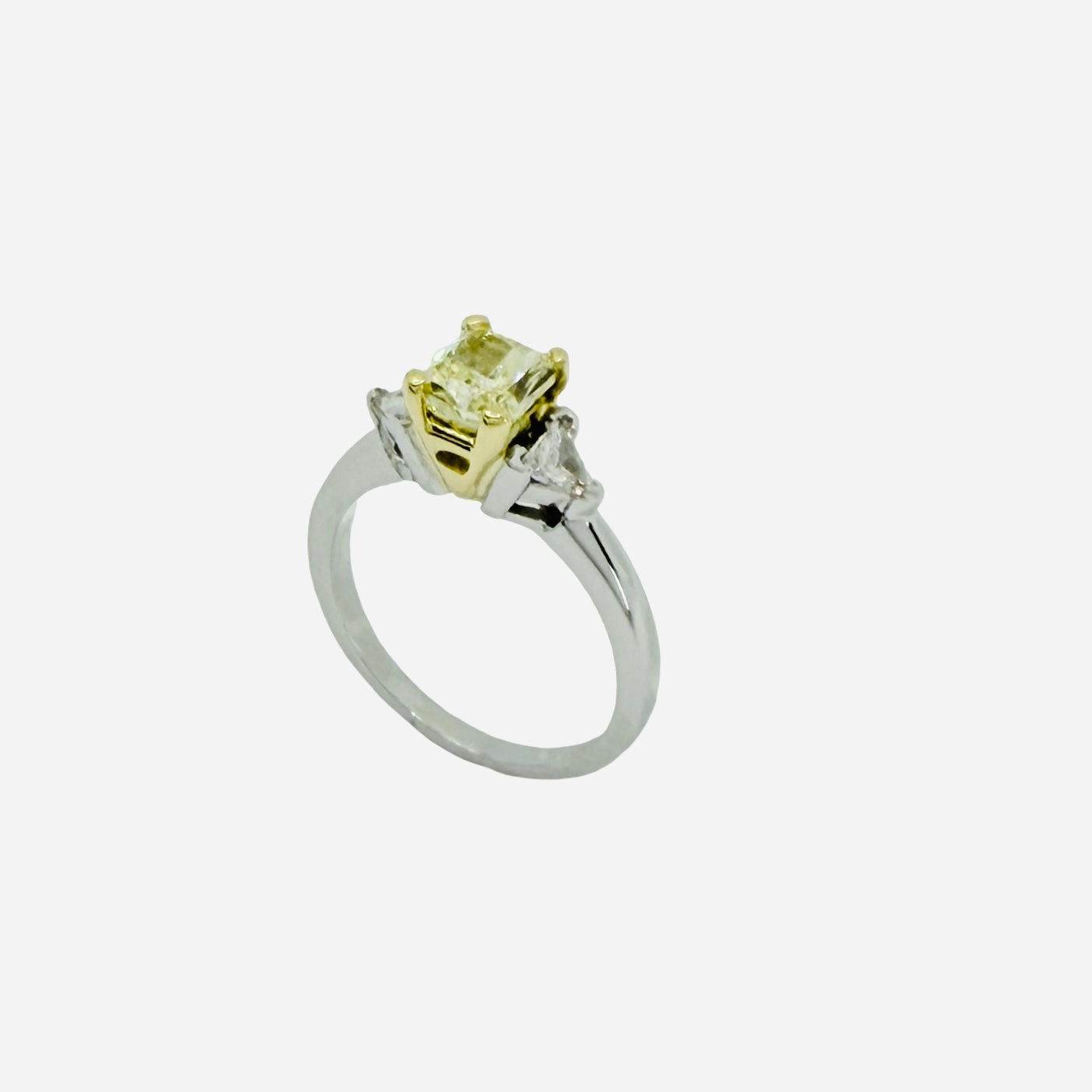 Platinum Fancy Yellow Princess Cut Diamond 1.20 Carats Engagement Ring