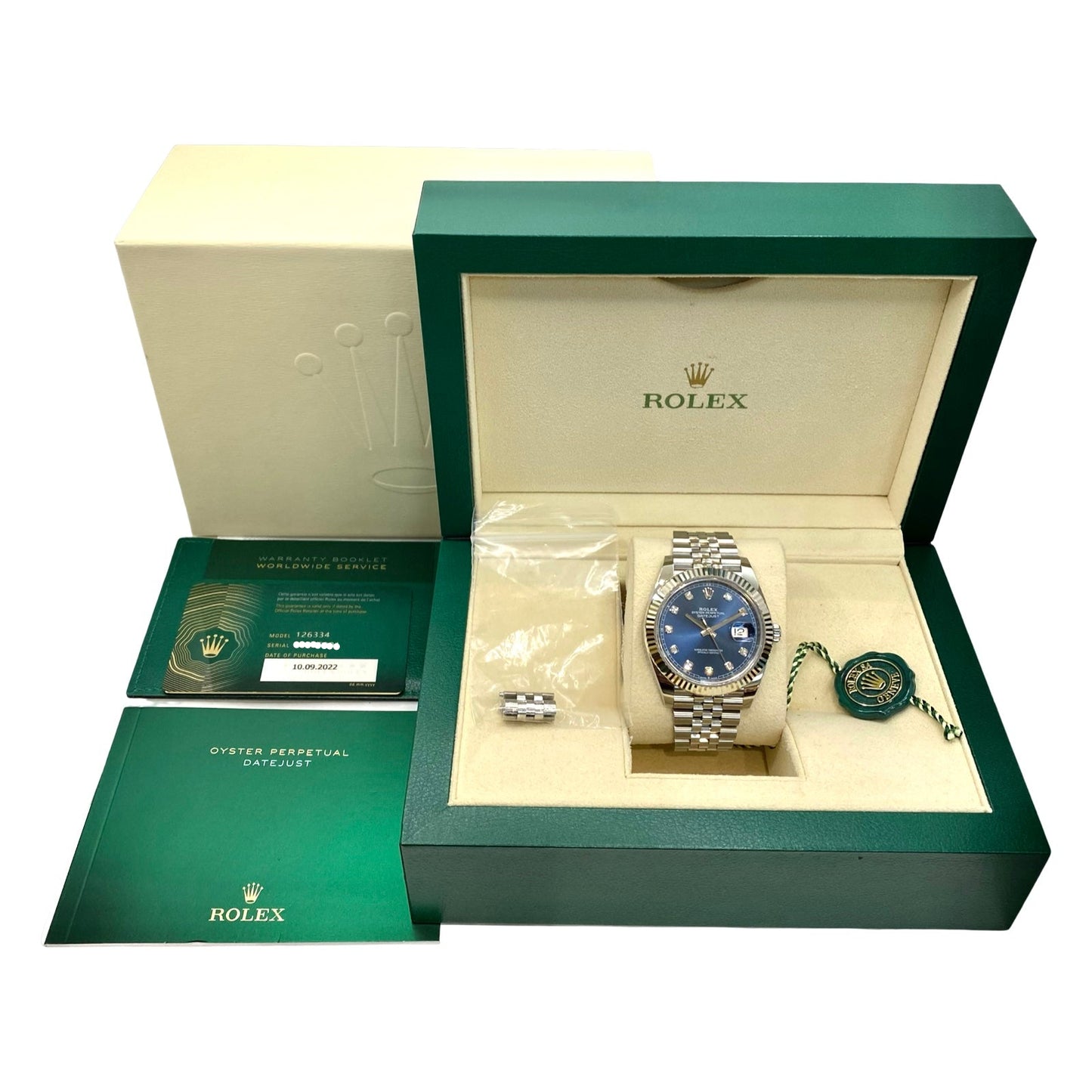 Rolex Datejust 41 Blue Factory-Set Diamond Dial Oystersteel 126334