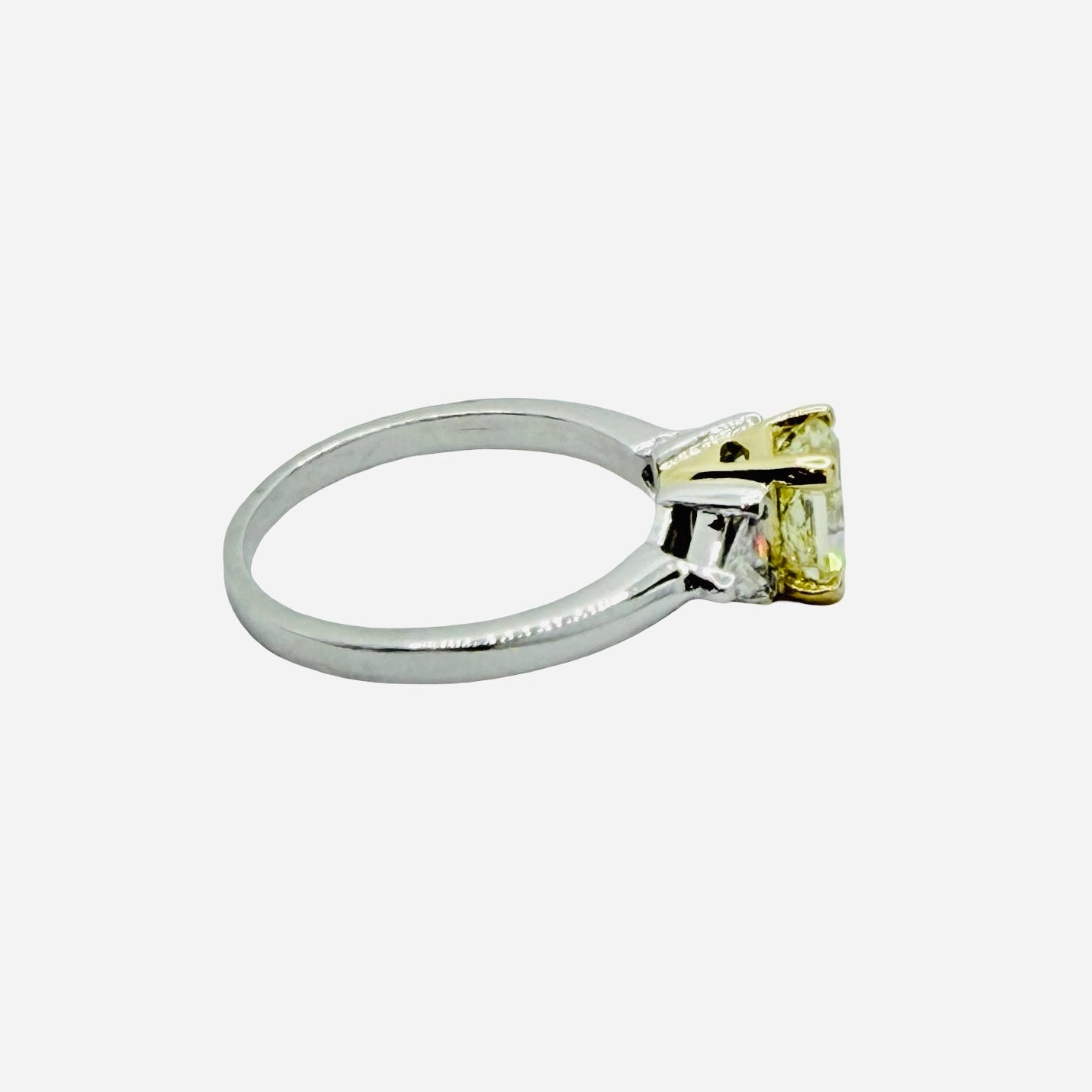 Platinum Fancy Yellow Princess Cut Diamond 1.20 Carats Engagement Ring