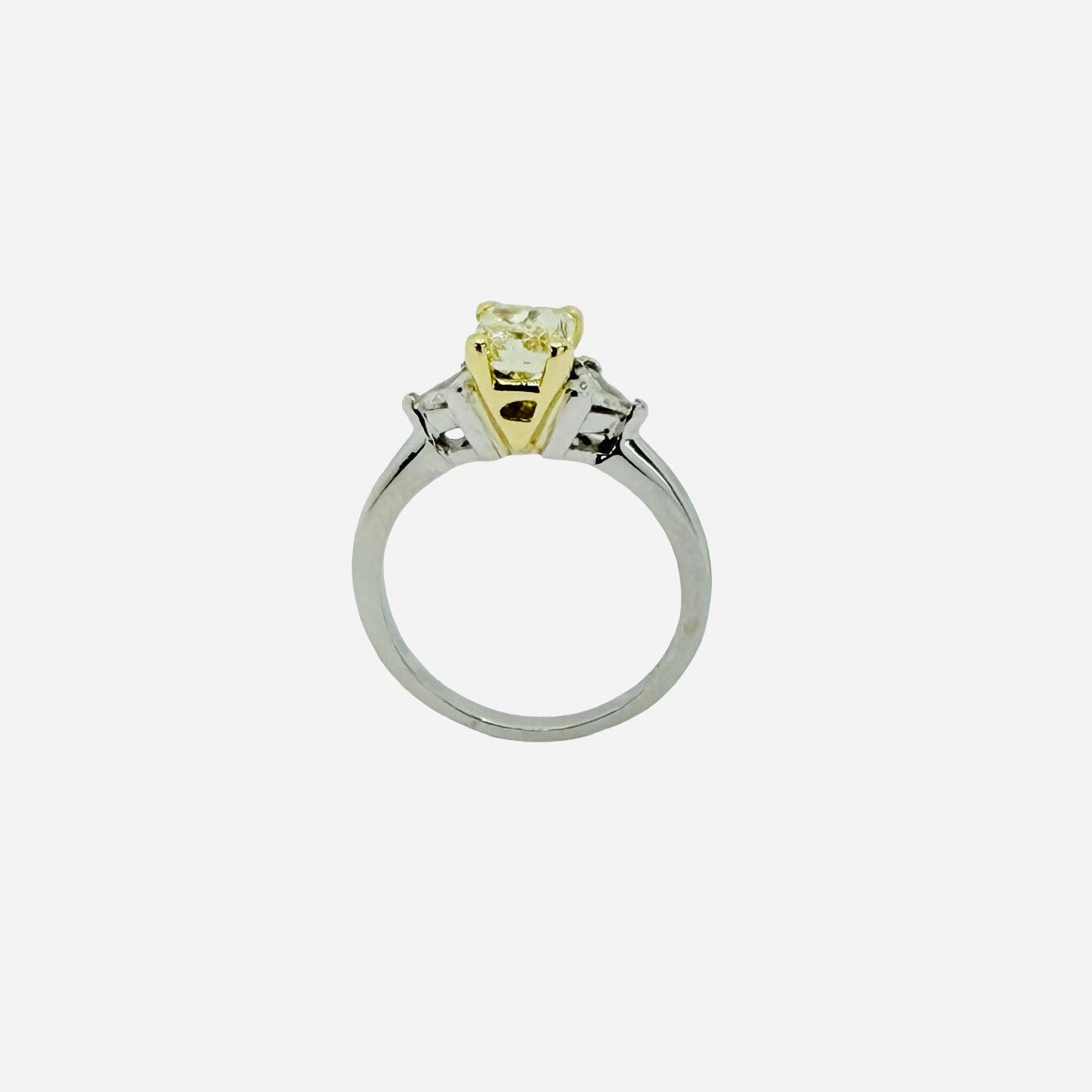 Platinum Fancy Yellow Princess Cut Diamond 1.20 Carats Engagement Ring