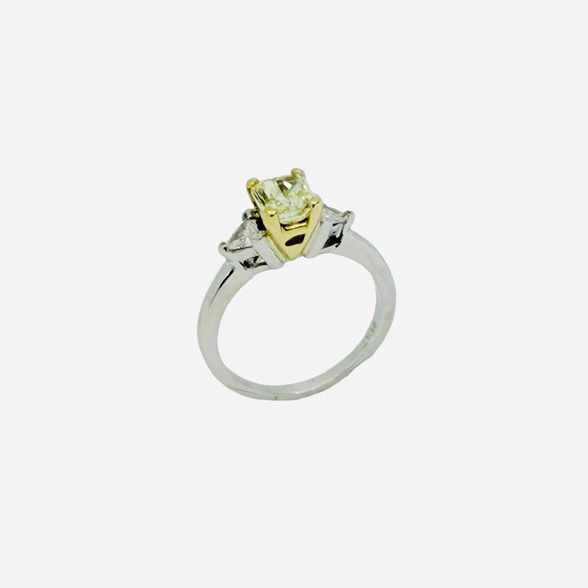 Platinum Fancy Yellow Princess Cut Diamond 1.20 Carats Engagement Ring