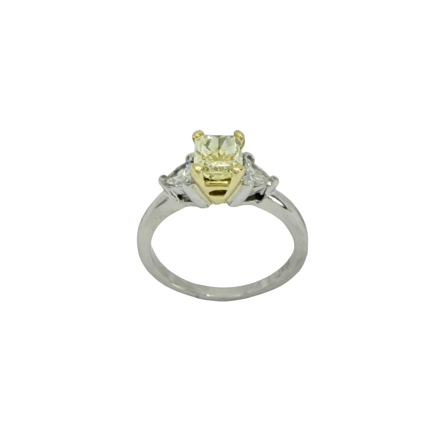 Platinum Fancy Yellow Princess Cut Diamond 1.20 Carats Engagement Ring
