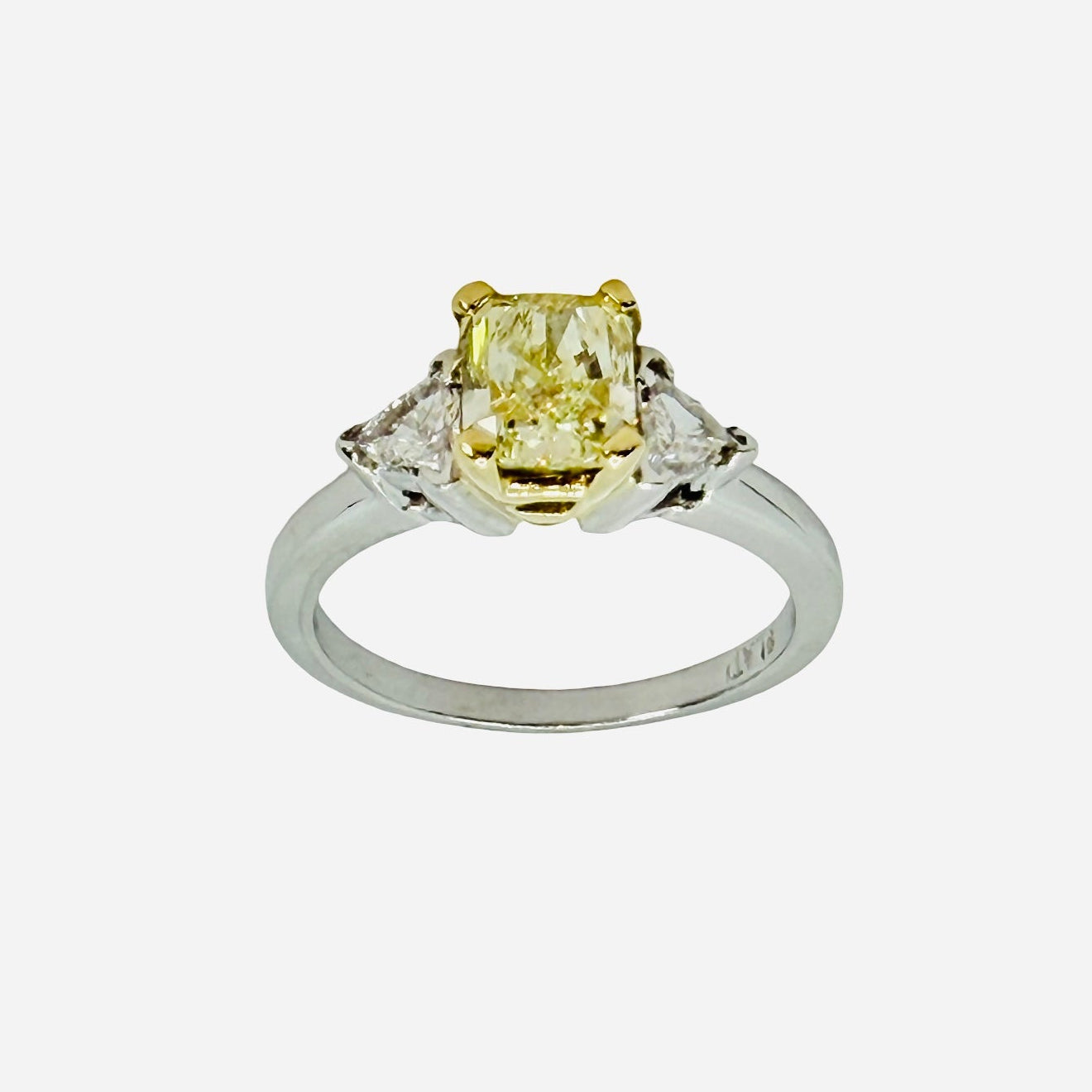 Platinum Fancy Yellow Princess Cut Diamond 1.20 Carats Engagement Ring