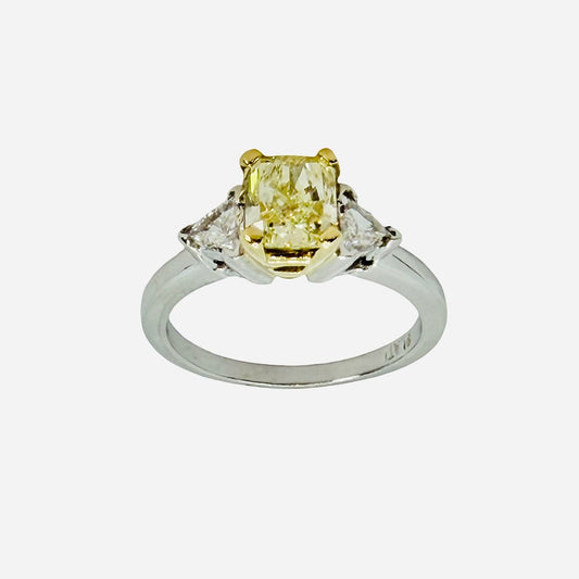 Platinum Fancy Yellow Princess Cut Diamond 1.20 Carats Engagement Ring