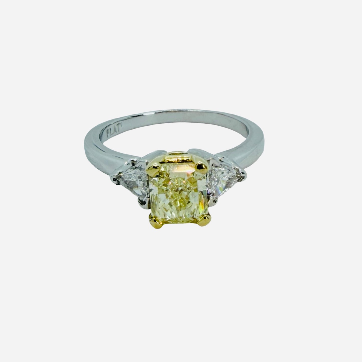 Platinum Fancy Yellow Princess Cut Diamond 1.20 Carats Engagement Ring