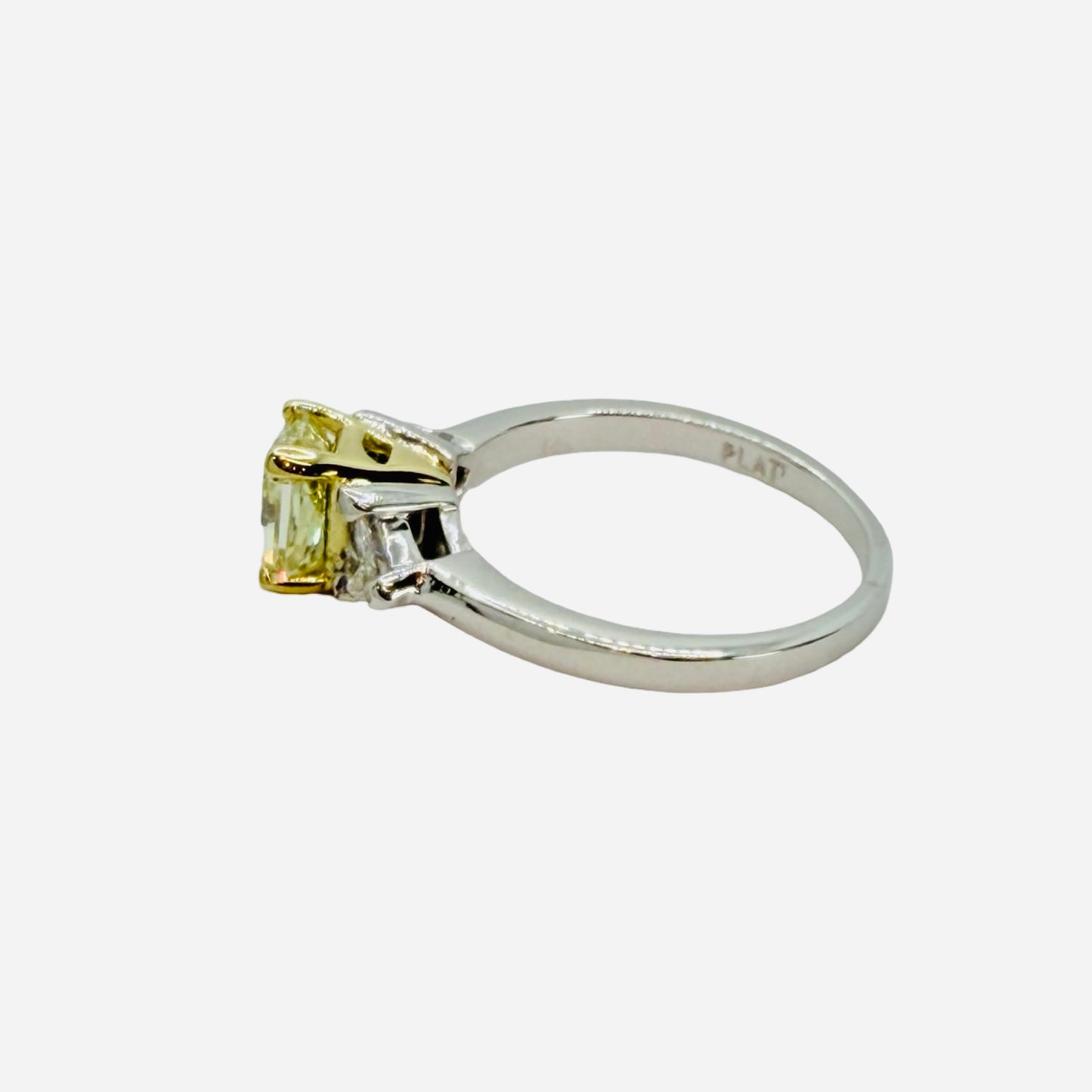 Platinum Fancy Yellow Princess Cut Diamond 1.20 Carats Engagement Ring