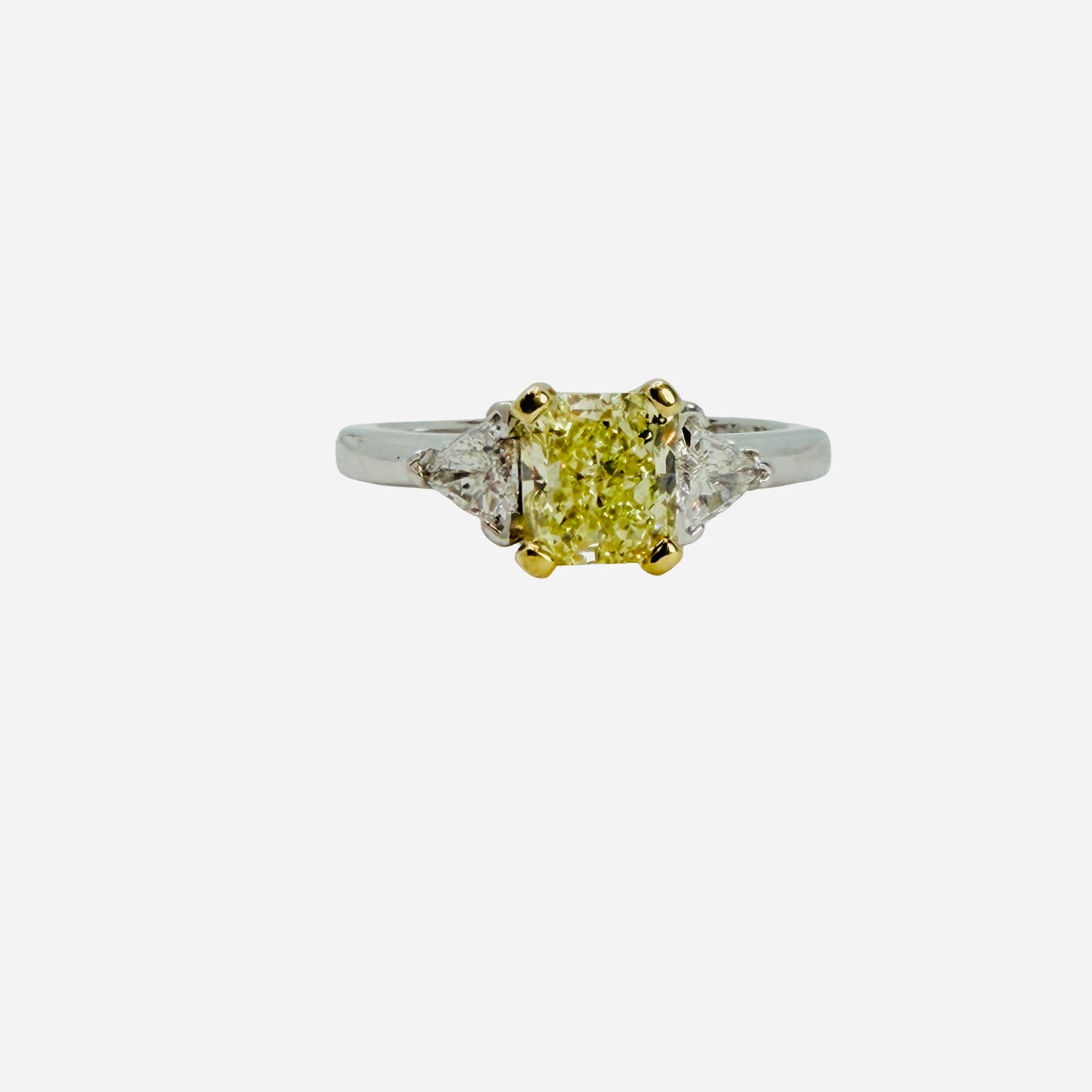 Platinum Fancy Yellow Princess Cut Diamond 1.20 Carats Engagement Ring