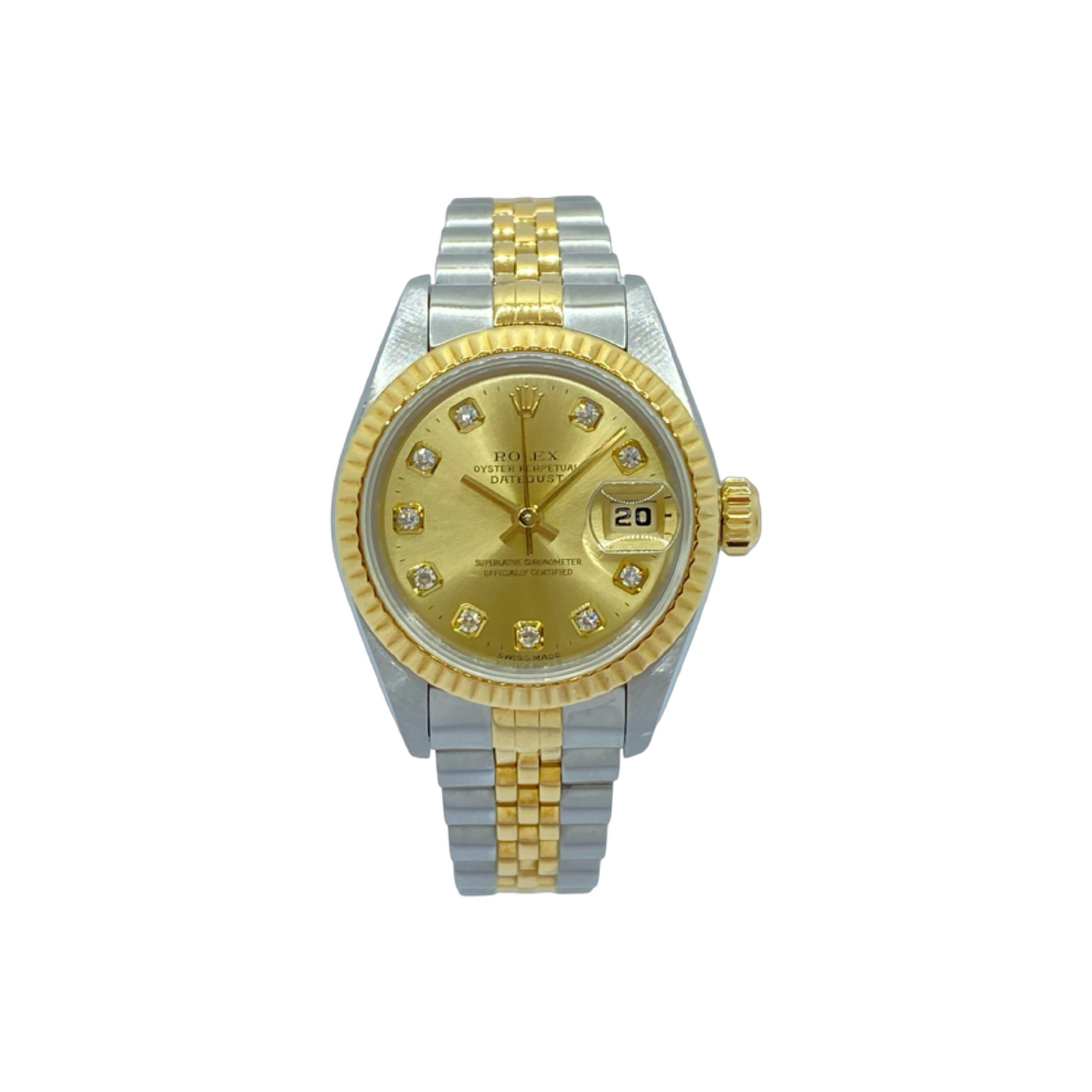 Rolex Oyster Perpetual Datejust 26mm 18K Gold /Steel Champagne Factory Diamond Dial C.1998 Ref. 69173