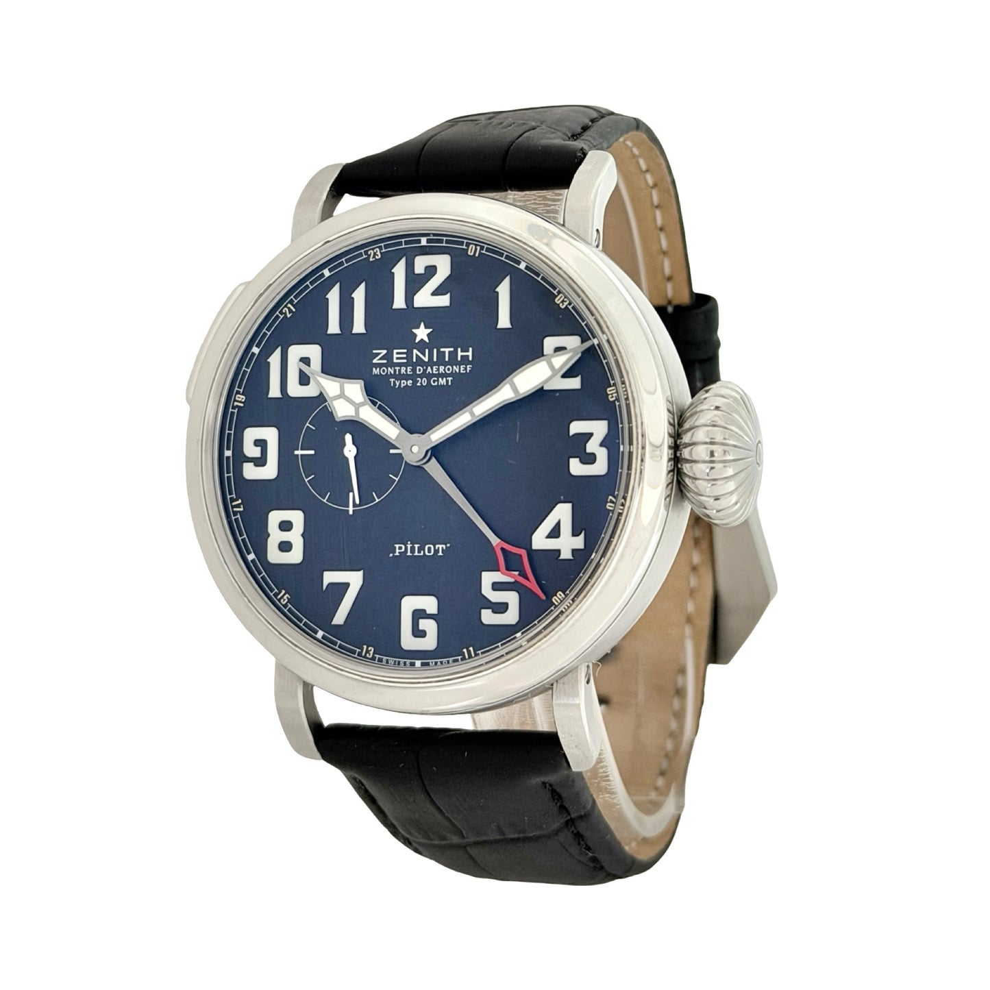 Zenith Montre D'Aeronef Type 20 GMT Pilot Black Dial Black Leather Ref.03.2430.693/21.C723