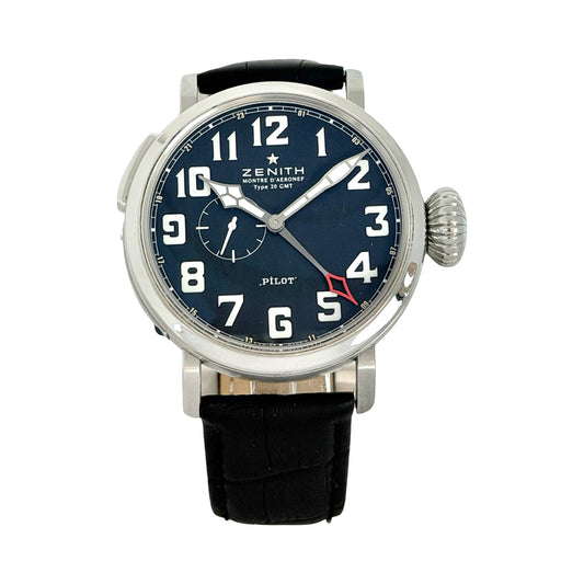 Zenith Montre D'Aeronef Type 20 GMT Pilot Black Dial Black Leather Ref.03.2430.693/21.C723