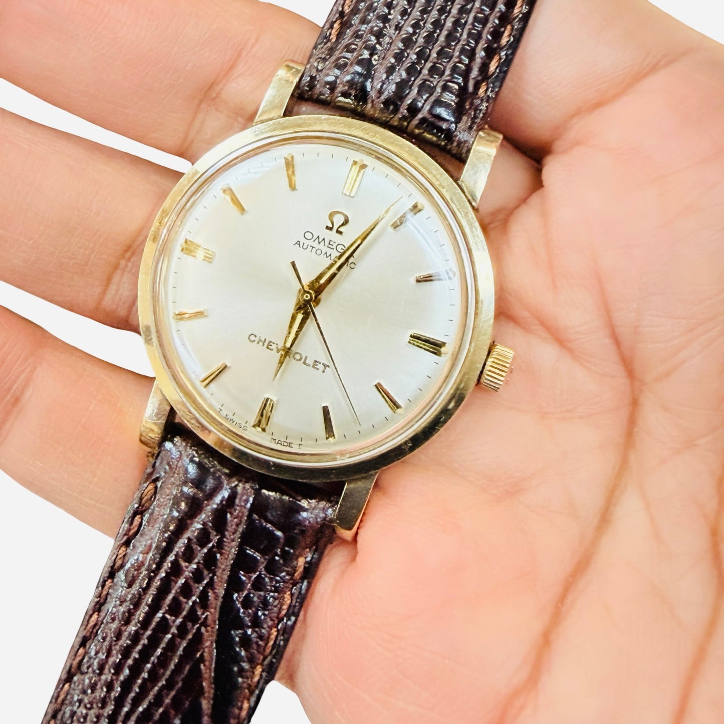 Omega Seamaster Automatic 33.5mm 10K Goldfilled Chevrolet Award Watch Silver Dial LU6289