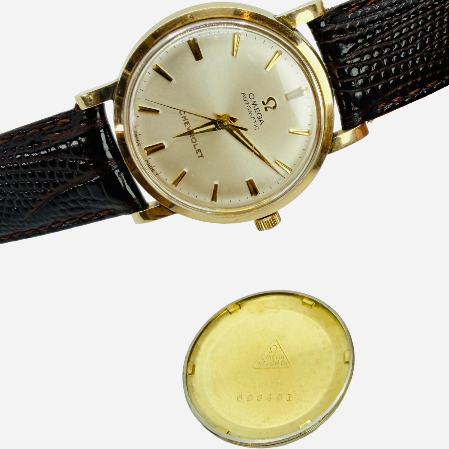 Omega Seamaster Automatic 33.5mm 10K Goldfilled Chevrolet Award Watch Silver Dial LU6289
