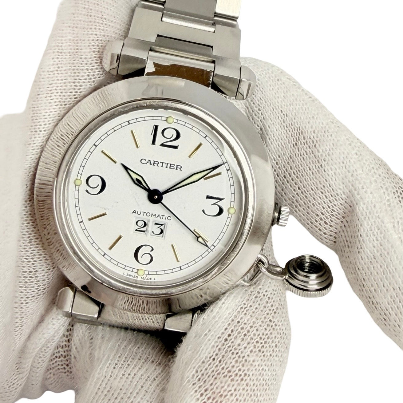 Cartier Pasha C Big Date 35mm Automatic White Dial Stainless Steel 2475