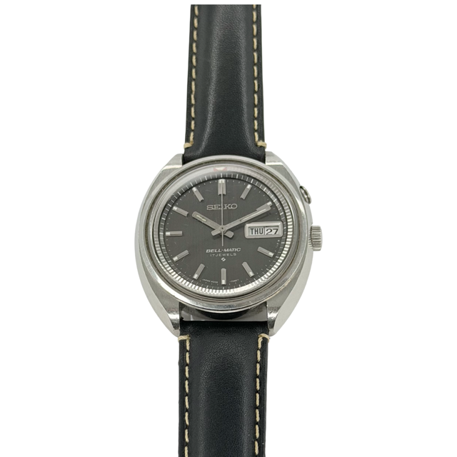 Seiko Bell-Matic Alarm Day Date Steel Case Black Leather 4006-7000 C.1969
