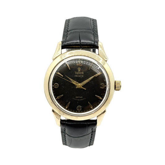 Tudor Prince Small Rose Logo Rotor Selfwinding Goldfilled Case Black Dial Ref. 1461