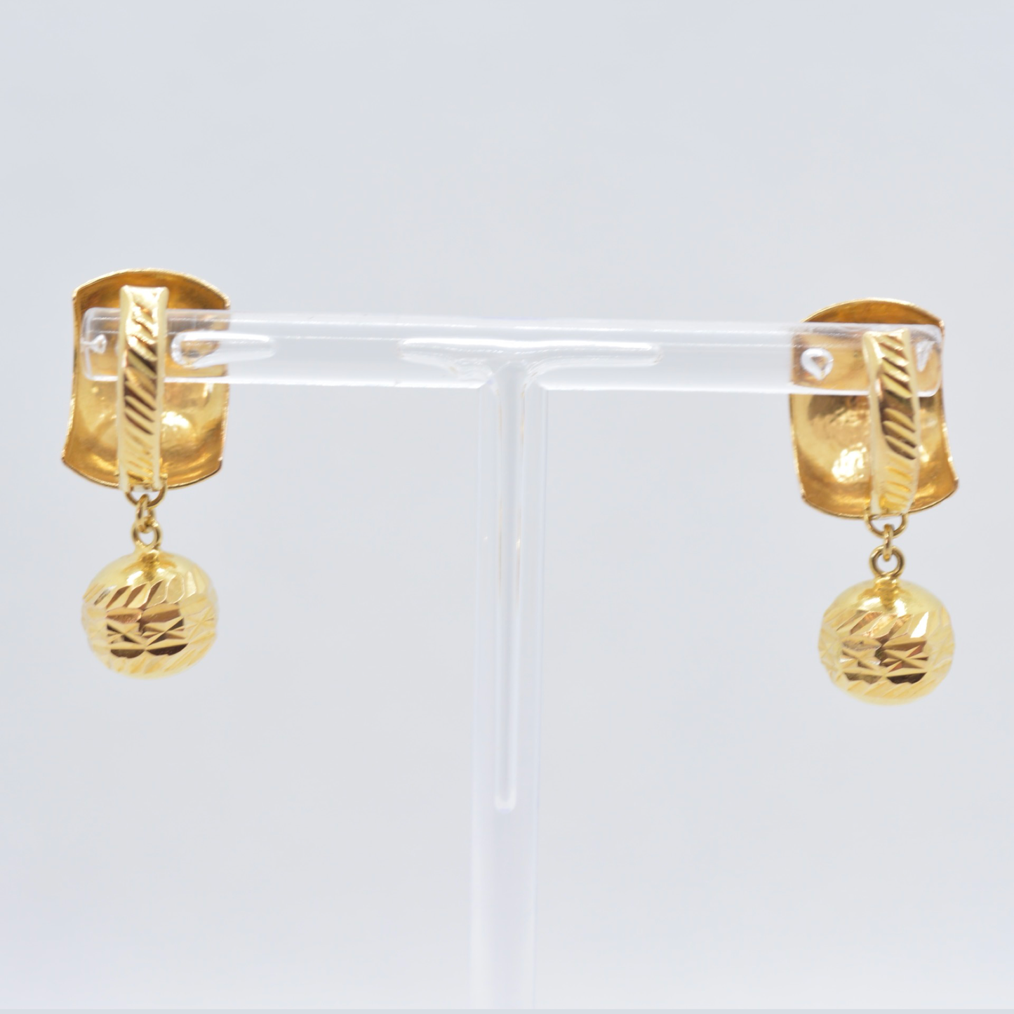 18K Yellow Gold Drop Hoop Earrings