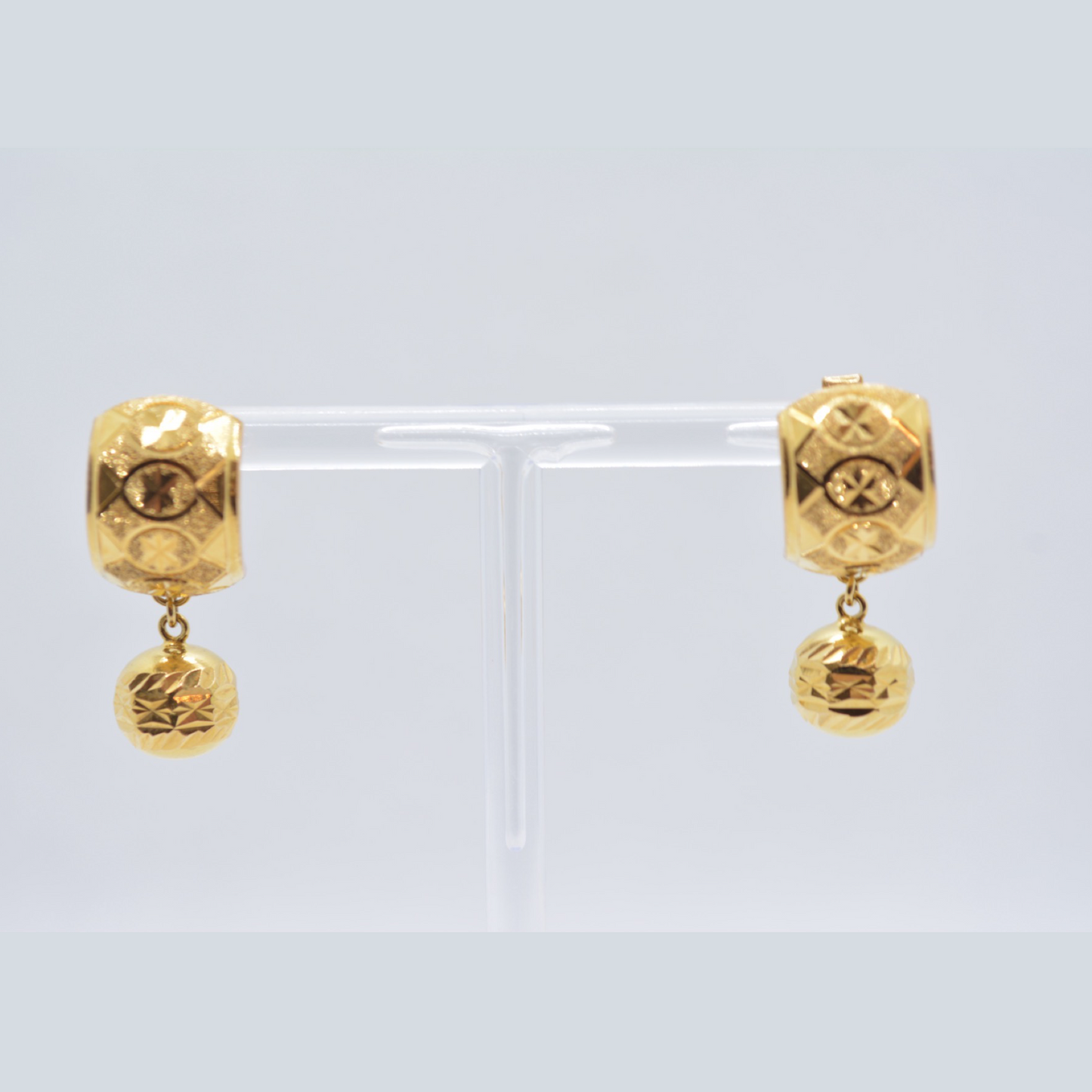 18K Yellow Gold Drop Hoop Earrings