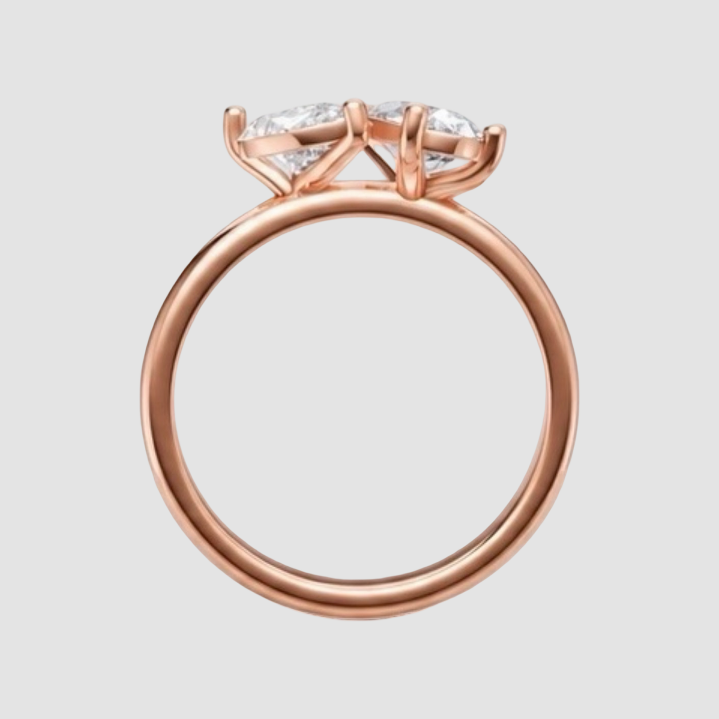 Lab Grown Double Pear Diamond 18K Yellow Gold 1.50 Carats Toi et Moi Ring