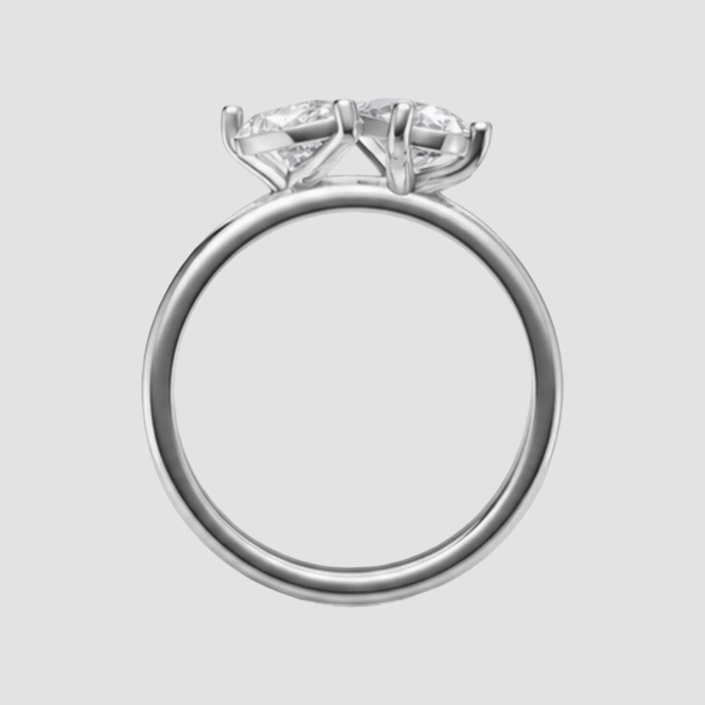 Lab Grown Double Pear Diamond 18K Yellow Gold 1.50 Carats Toi et Moi Ring