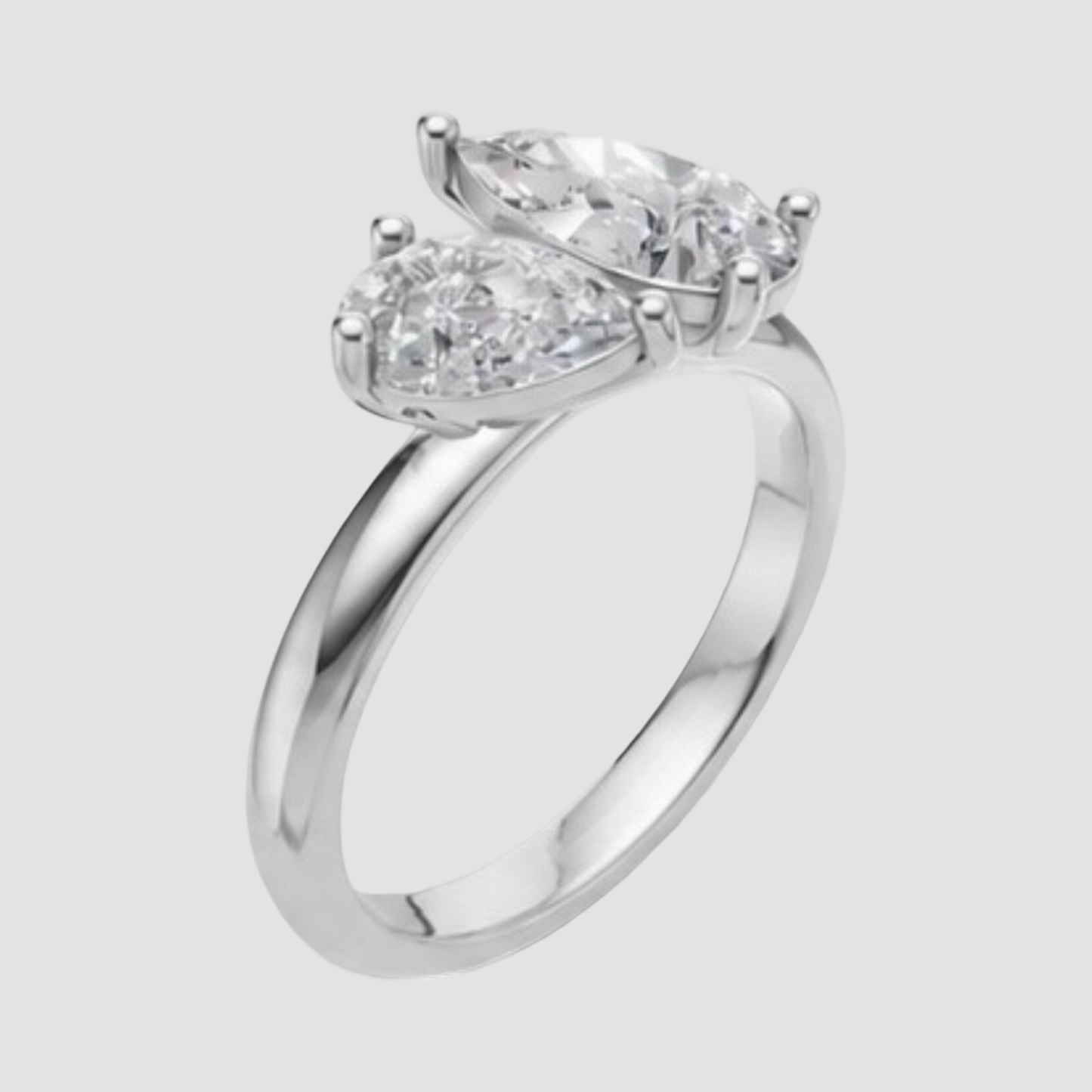 Lab Grown Double Pear Diamond 18K Yellow Gold 1.50 Carats Toi et Moi Ring