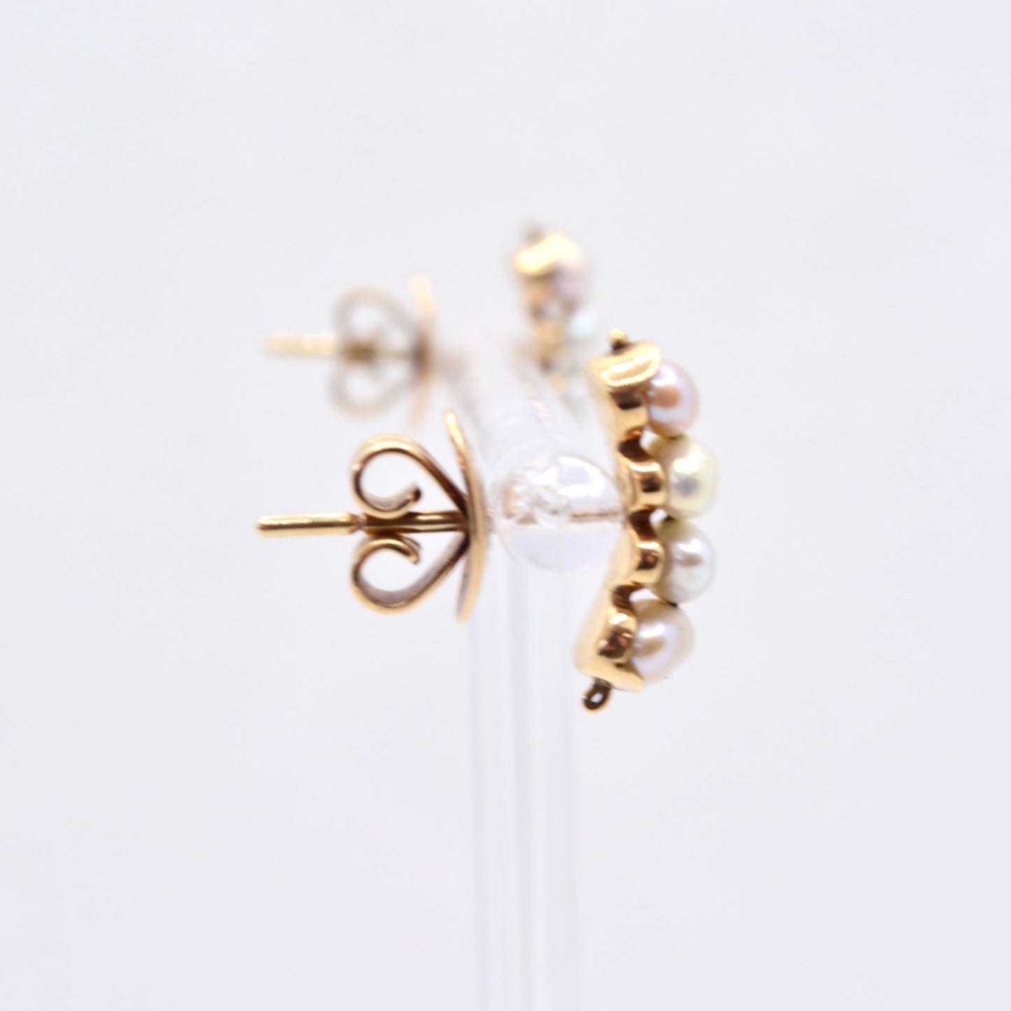 Estate Jewelry 14K Yellow Gold Stacked Rice Pearl Earrings