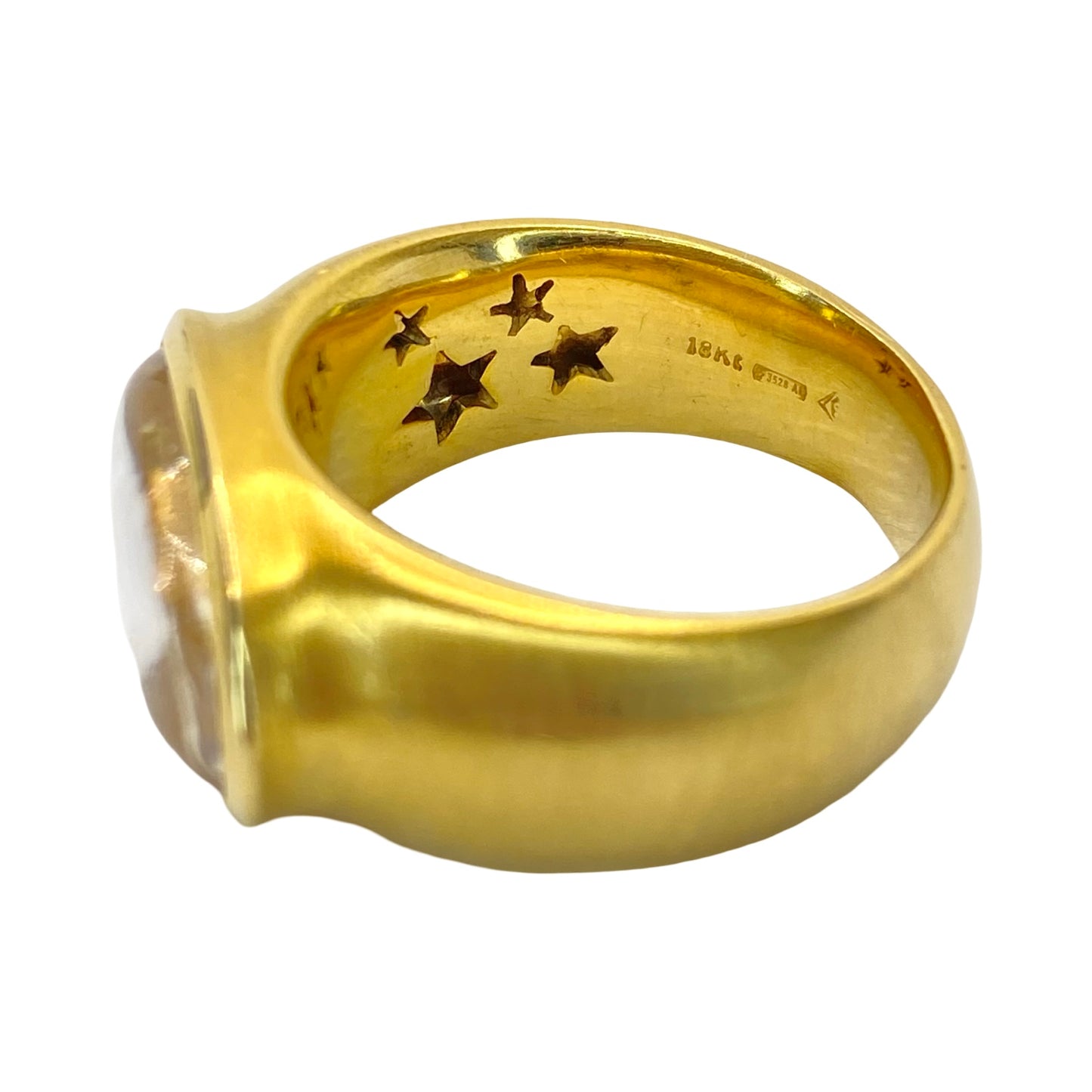 Estate Jewelry 18K Yellow Gold H.Stern Quartz Cabochon Rock Crystal Ring